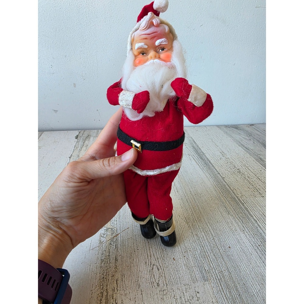 Antique dream doll Santa plush jointed felt rubber face Xmas decor statue